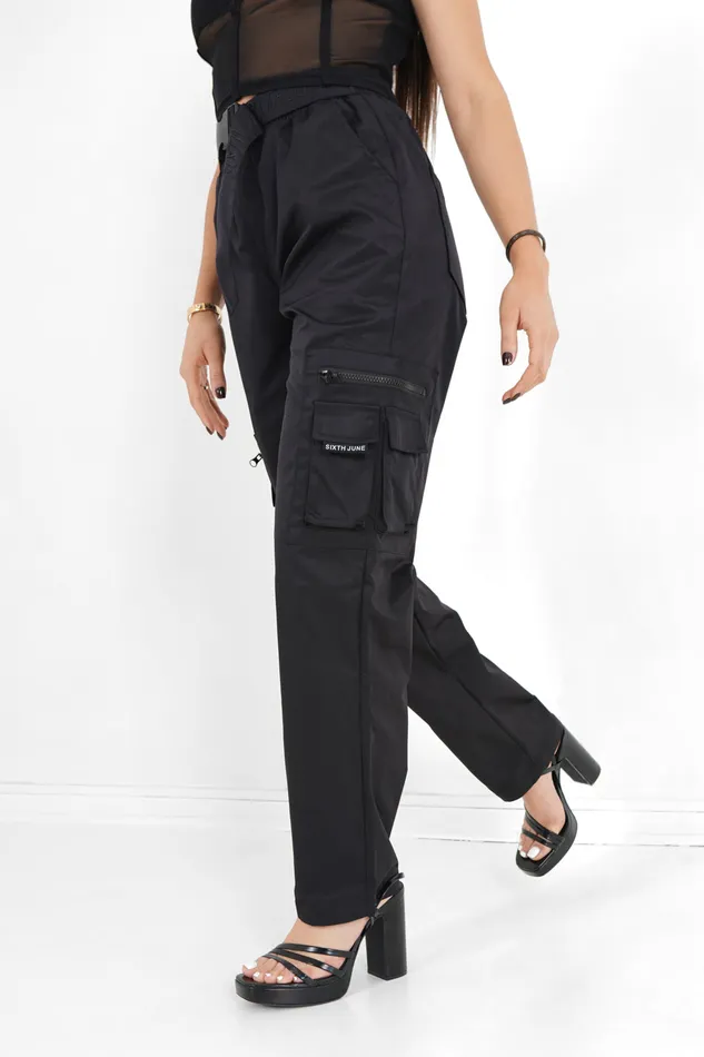 Women Sixth June Paris Pants Joggers Leggings Tactical Cargo Pants Black Women Sixth June Paris Pants Joggers Leggings Tactical Cargo Pants Black
