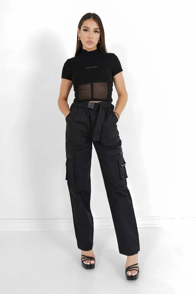 Women Sixth June Paris Pants Joggers Leggings Tactical Cargo Pants Black Women Sixth June Paris Pants Joggers Leggings Tactical Cargo Pants Black