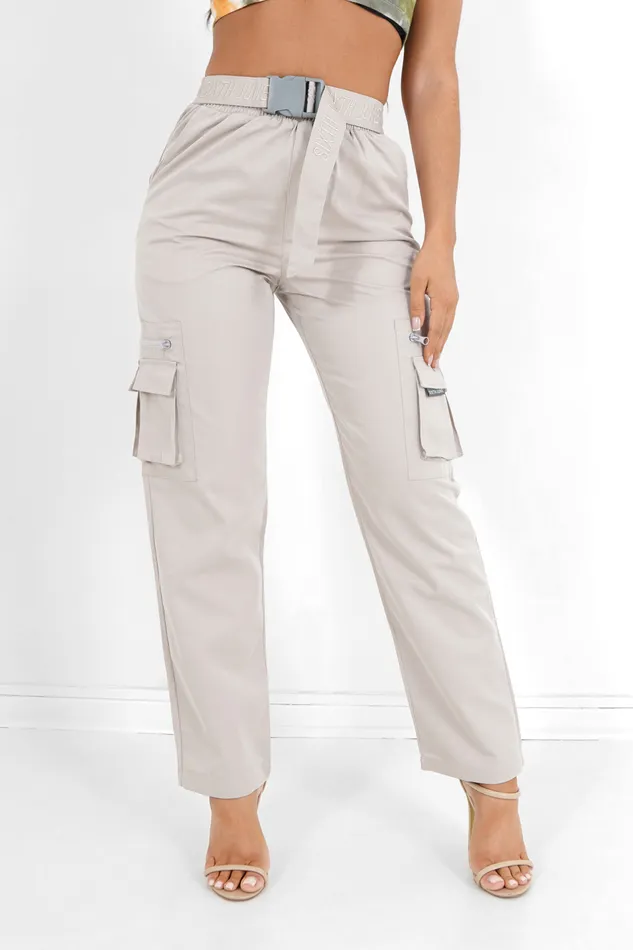 Women Sixth June Paris Pants Joggers Leggings Tactical Cargo Pants Grey