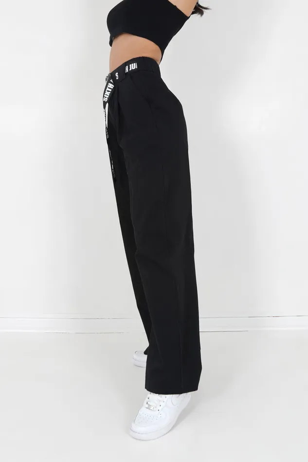 Women Sixth June Paris Pants Joggers Leggings Twill Wide Leg Pants Black Women Sixth June Paris Pants Joggers Leggings Twill Wide Leg Pants Black