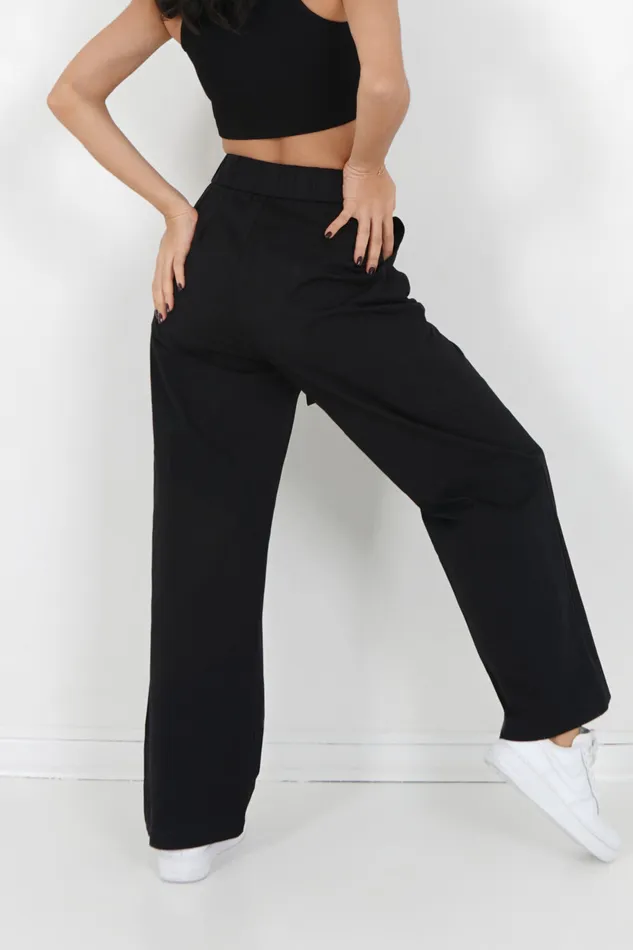 Women Sixth June Paris Pants Joggers Leggings Twill Wide Leg Pants Black Women Sixth June Paris Pants Joggers Leggings Twill Wide Leg Pants Black