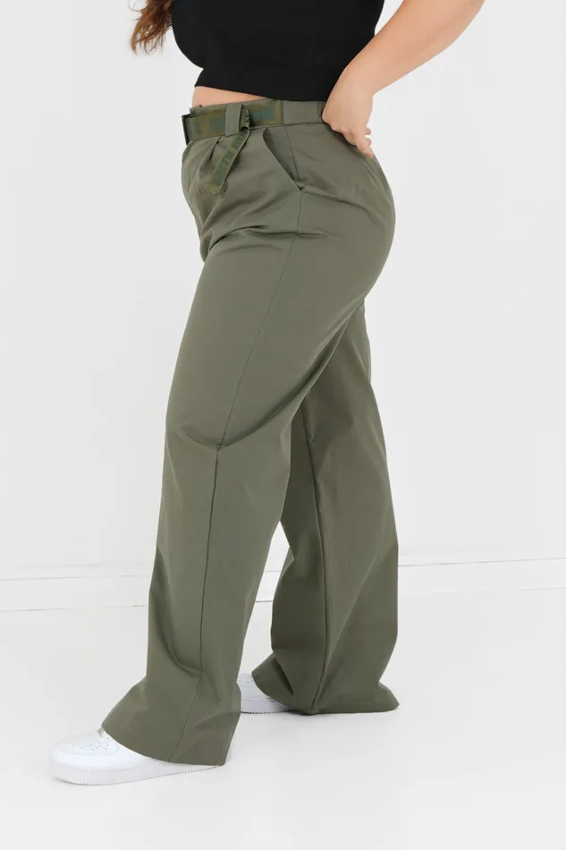 Women Sixth June Paris Pants Joggers Leggings Twill Wide Leg Pants Curve Khaki Green Women Sixth June Paris Pants Joggers Leggings Twill Wide Leg Pants Curve Khaki Green