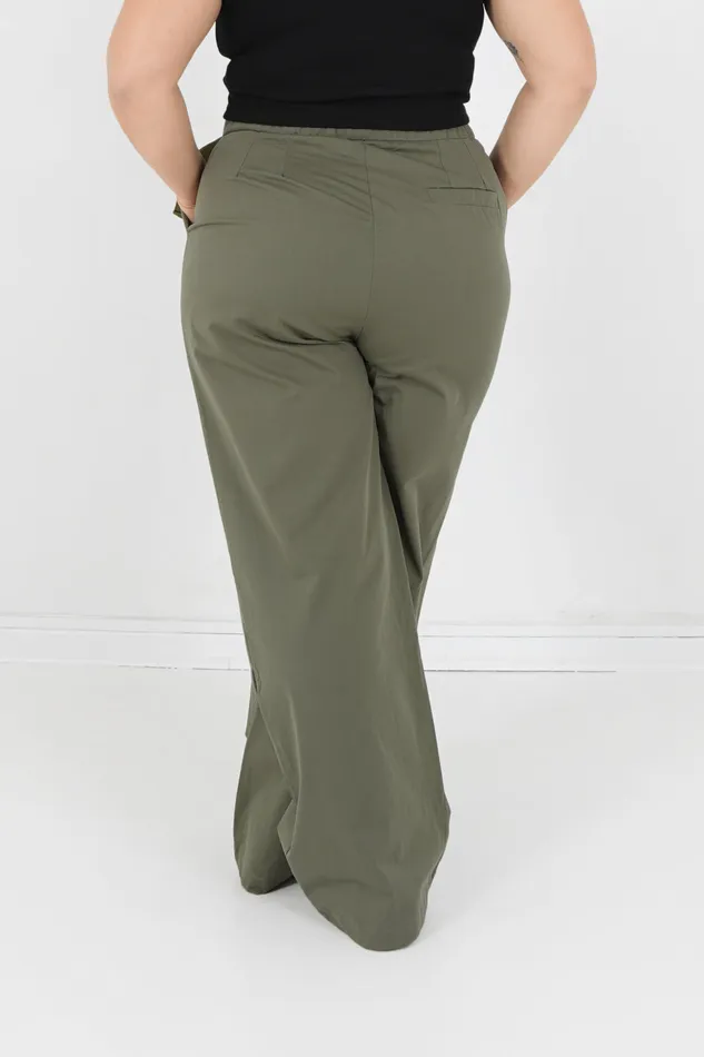 Women Sixth June Paris Pants Joggers Leggings Twill Wide Leg Pants Curve Khaki Green Women Sixth June Paris Pants Joggers Leggings Twill Wide Leg Pants Curve Khaki Green