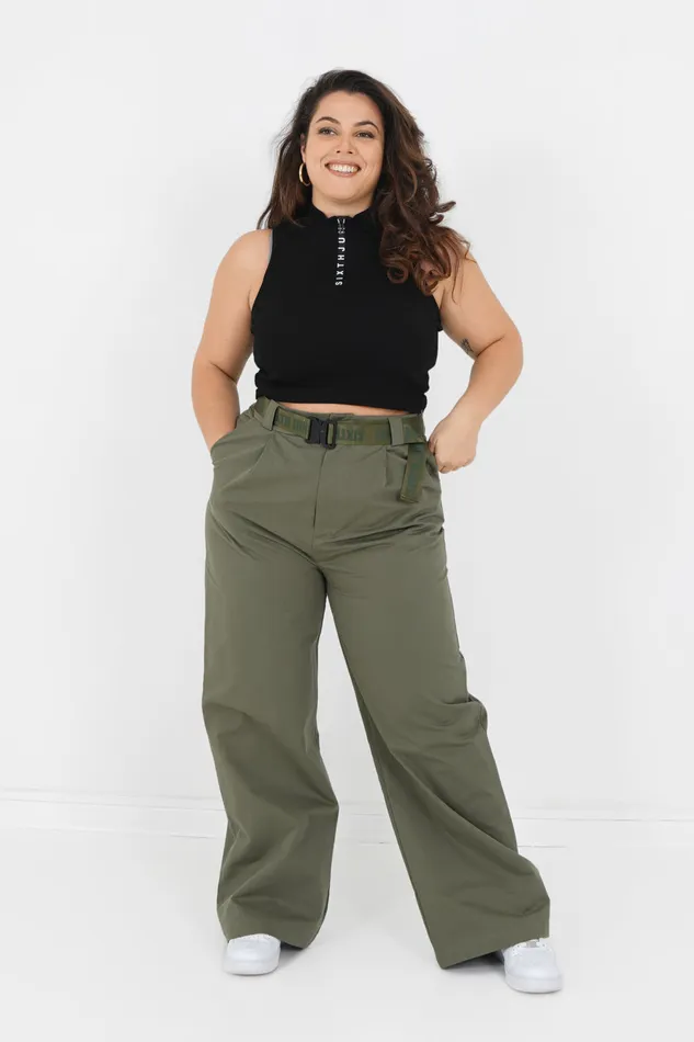 Women Sixth June Paris Pants Joggers Leggings Twill Wide Leg Pants Curve Khaki Green Women Sixth June Paris Pants Joggers Leggings Twill Wide Leg Pants Curve Khaki Green