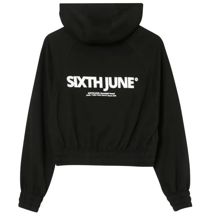 Women Sixth June Paris Sweats Knitwear Cropped Hoodie Logo Curve Black Women Sixth June Paris Sweats Knitwear Cropped Hoodie Logo Curve Black