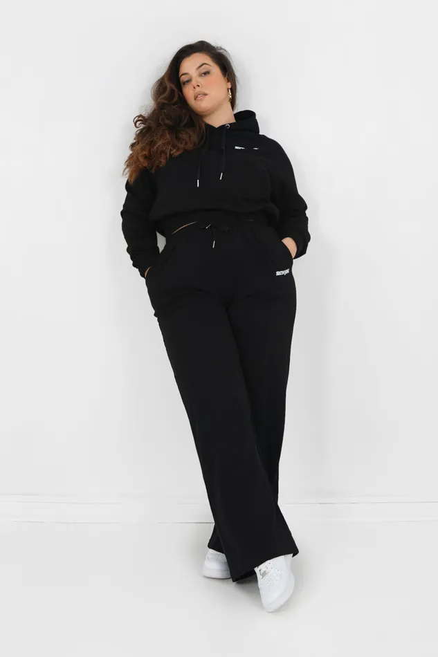 Women Sixth June Paris Sweats Knitwear Cropped Hoodie Logo Curve Black Women Sixth June Paris Sweats Knitwear Cropped Hoodie Logo Curve Black