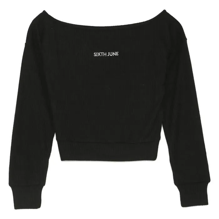 Women Sixth June Paris Sweats Knitwear Cropped Knitted Top Black Women Sixth June Paris Sweats Knitwear Cropped Knitted Top Black