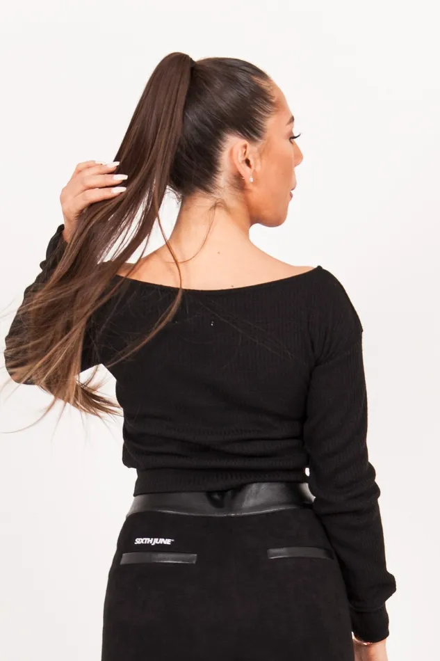 Women Sixth June Paris Sweats Knitwear Cropped Knitted Top Black Women Sixth June Paris Sweats Knitwear Cropped Knitted Top Black