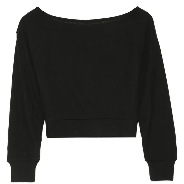 Women Sixth June Paris Sweats Knitwear Cropped Knitted Top Black Women Sixth June Paris Sweats Knitwear Cropped Knitted Top Black