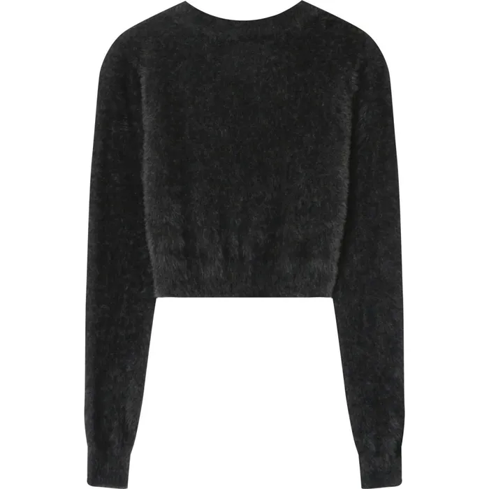 Women Sixth June Paris Sweats Knitwear Fluffy Cropped Sweatshirt Black Women Sixth June Paris Sweats Knitwear Fluffy Cropped Sweatshirt Black