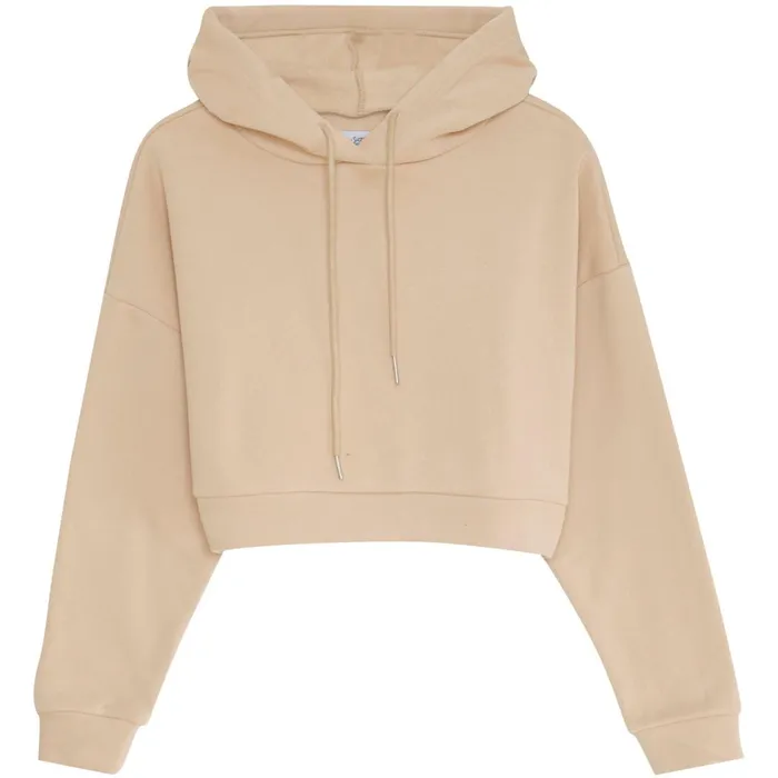 Women Sixth June Paris Sweats Knitwear Logo Cropped Hoodie Beige Women Sixth June Paris Sweats Knitwear Logo Cropped Hoodie Beige
