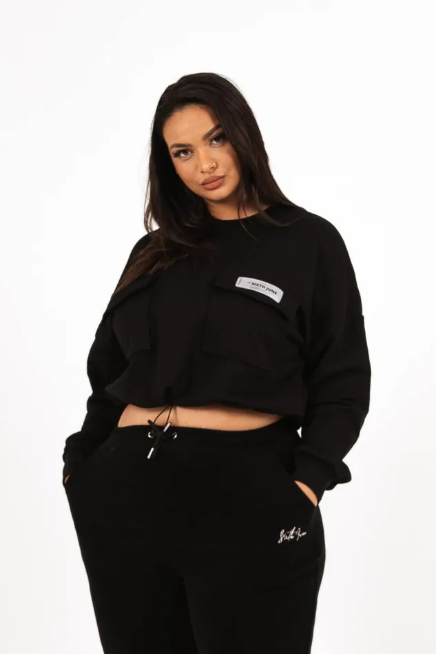 Women Sixth June Paris Sweats Knitwear Logo Reflective Sweatshirt Curve Black
