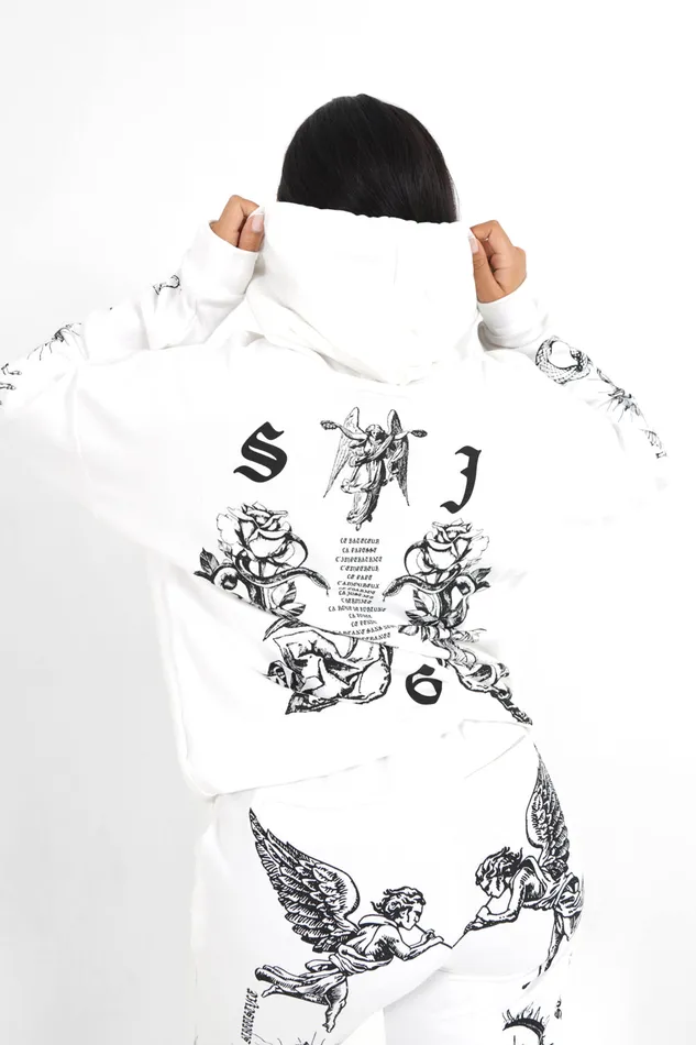 Women Sixth June Paris Sweats Knitwear Tarot Prints Hoodie White