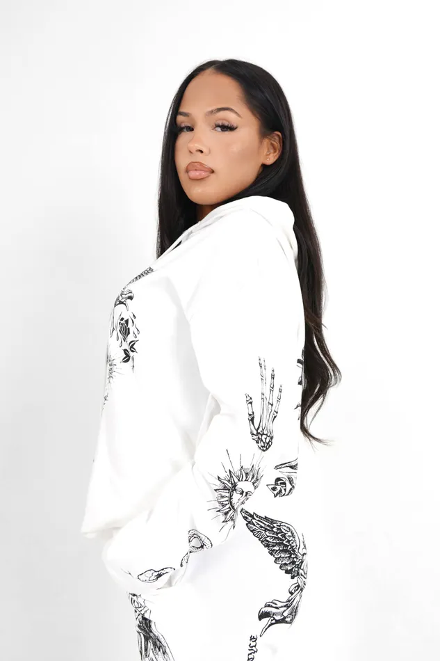Women Sixth June Paris Sweats Knitwear Tarot Prints Hoodie White Women Sixth June Paris Sweats Knitwear Tarot Prints Hoodie White