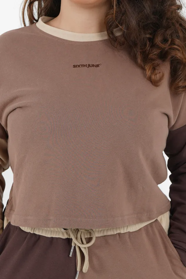 Women Sixth June Paris Sweats Knitwear Tricolored Cropped Sweat Curve Beige Multi Women Sixth June Paris Sweats Knitwear Tricolored Cropped Sweat Curve Beige Multi