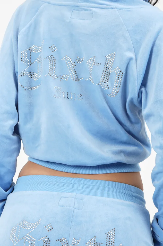 Women Sixth June Paris Sweats Knitwear Velvet Strass Vest Blue Women Sixth June Paris Sweats Knitwear Velvet Strass Vest Blue