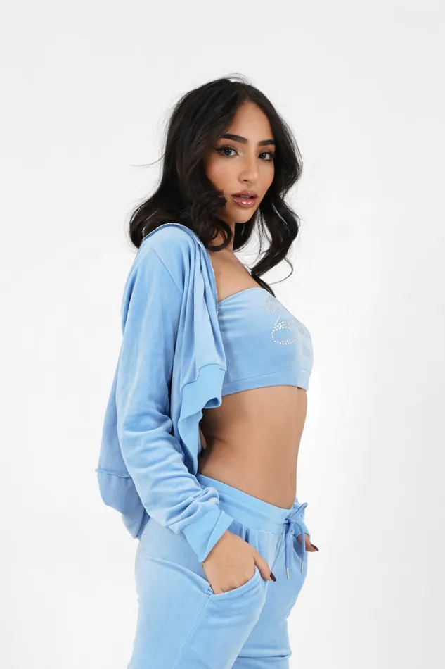 Women Sixth June Paris Sweats Knitwear Velvet Strass Vest Blue Women Sixth June Paris Sweats Knitwear Velvet Strass Vest Blue