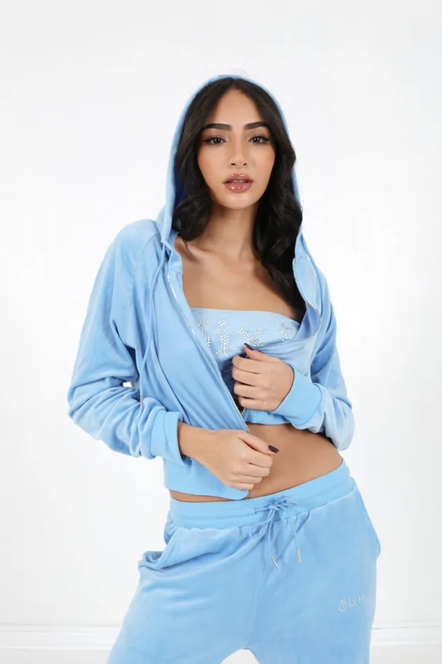 Women Sixth June Paris Sweats Knitwear Velvet Strass Vest Blue Women Sixth June Paris Sweats Knitwear Velvet Strass Vest Blue