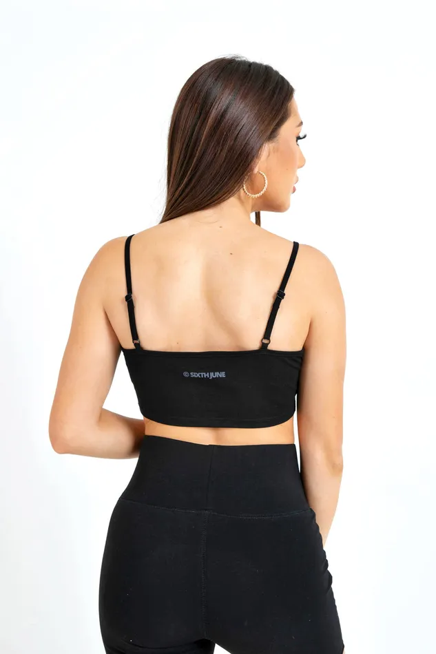 Women Sixth June Paris Tshirts Bodysuits Tops Logo Straps Bra Black Women Sixth June Paris Tshirts Bodysuits Tops Logo Straps Bra Black