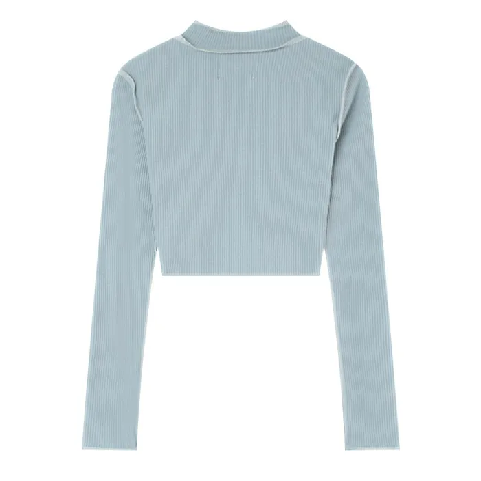 Women Sixth June Paris Tshirts Bodysuits Tops Overcast Seams Long Sleeves Top Blue Women Sixth June Paris Tshirts Bodysuits Tops Overcast Seams Long Sleeves Top Blue