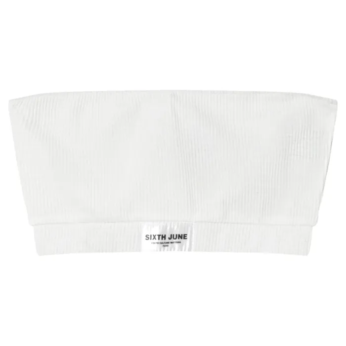 Women Sixth June Paris Tshirts Bodysuits Tops Ribbed Strapless Bra White Women Sixth June Paris Tshirts Bodysuits Tops Ribbed Strapless Bra White