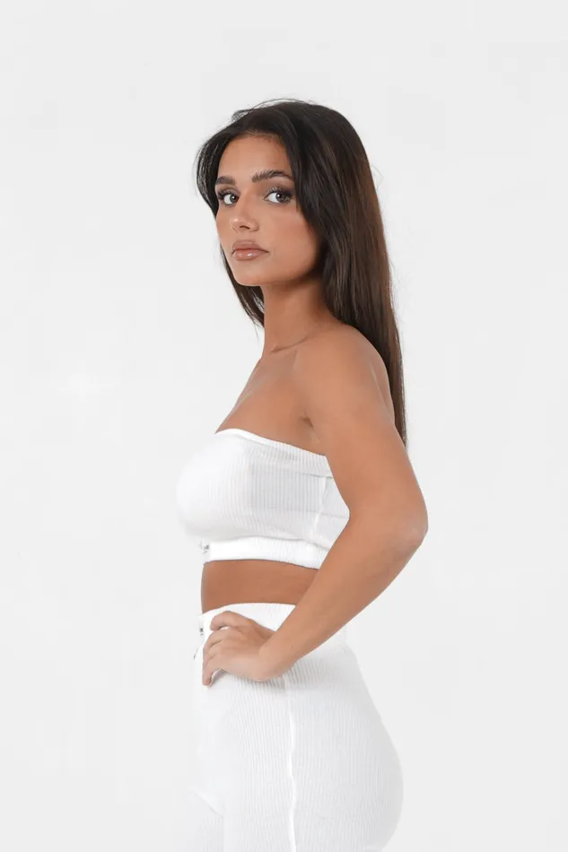 Women Sixth June Paris Tshirts Bodysuits Tops Ribbed Strapless Bra White Women Sixth June Paris Tshirts Bodysuits Tops Ribbed Strapless Bra White