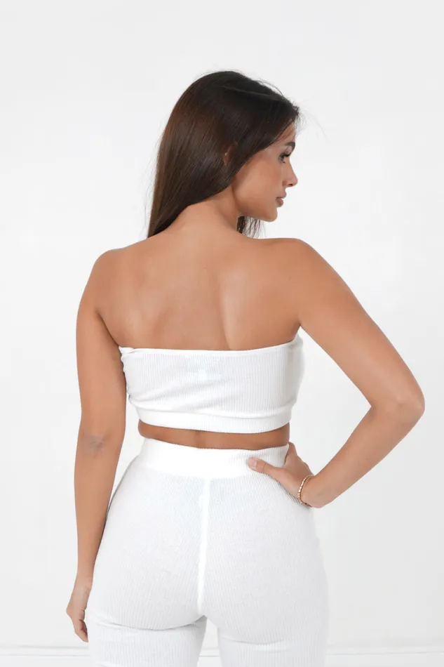 Women Sixth June Paris Tshirts Bodysuits Tops Ribbed Strapless Bra White Women Sixth June Paris Tshirts Bodysuits Tops Ribbed Strapless Bra White