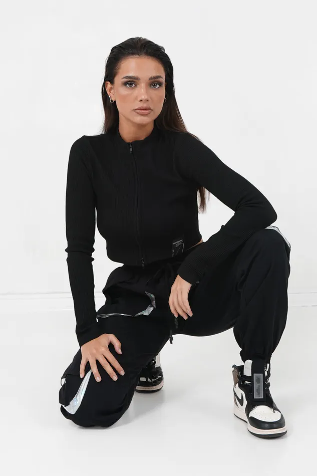 Women Sixth June Paris Tshirts Bodysuits Tops Ribbed Zipped Top Black Women Sixth June Paris Tshirts Bodysuits Tops Ribbed Zipped Top Black