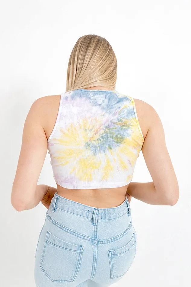 Women Sixth June Paris Tshirts Bodysuits Tops Spiral Tie Dye Crop Top Blue Multi Women Sixth June Paris Tshirts Bodysuits Tops Spiral Tie Dye Crop Top Blue Multi