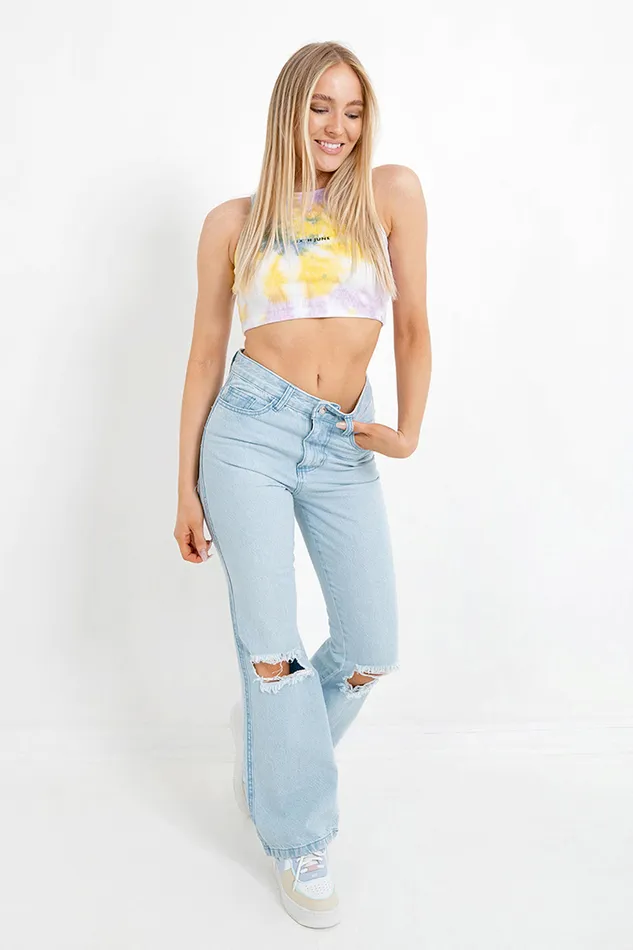 Women Sixth June Paris Tshirts Bodysuits Tops Spiral Tie Dye Crop Top Blue Multi Women Sixth June Paris Tshirts Bodysuits Tops Spiral Tie Dye Crop Top Blue Multi