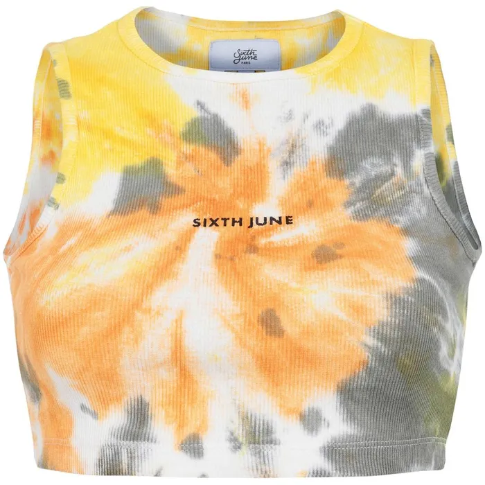 Women Sixth June Paris Tshirts Bodysuits Tops Spiral Tie Dye Crop Top Orange Multi Women Sixth June Paris Tshirts Bodysuits Tops Spiral Tie Dye Crop Top Orange Multi