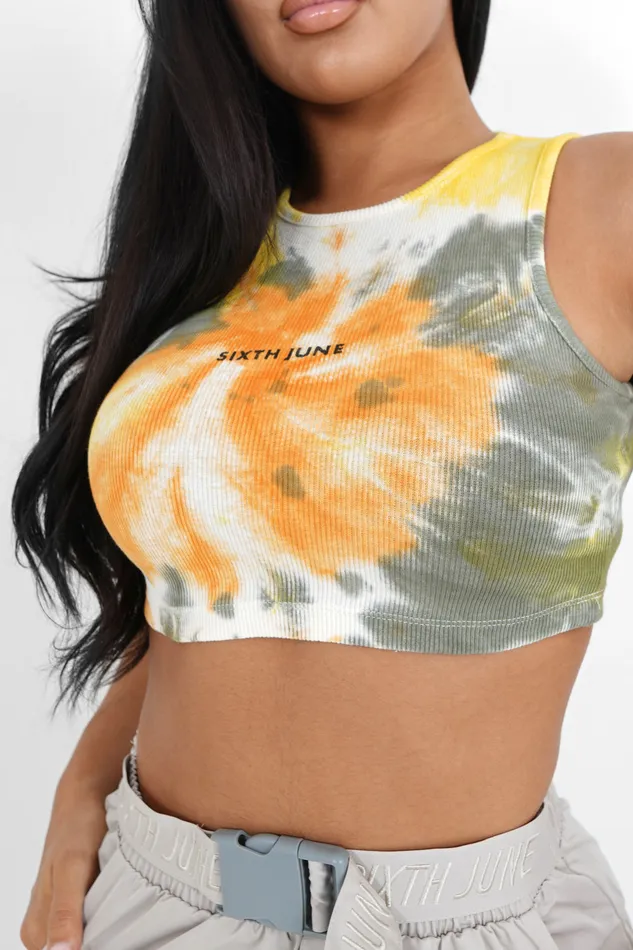 Women Sixth June Paris Tshirts Bodysuits Tops Spiral Tie Dye Crop Top Orange Multi Women Sixth June Paris Tshirts Bodysuits Tops Spiral Tie Dye Crop Top Orange Multi