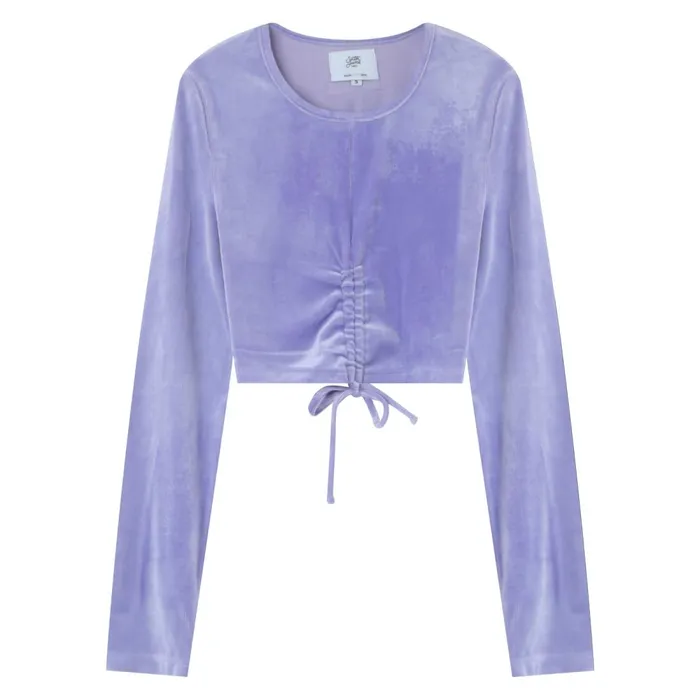 Women Sixth June Paris Tshirts Bodysuits Tops Velvet Drawstrings Top Purple Women Sixth June Paris Tshirts Bodysuits Tops Velvet Drawstrings Top Purple