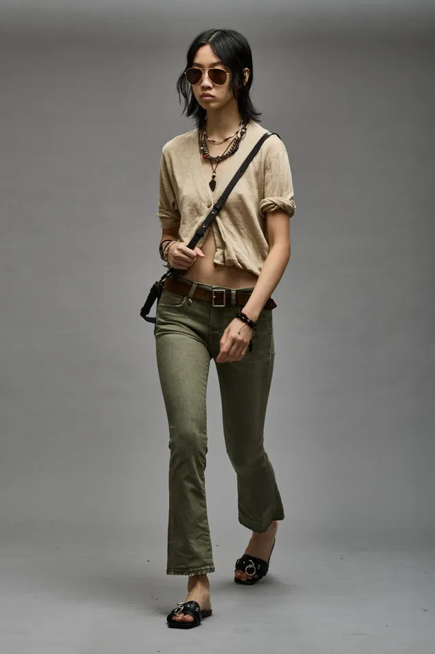 Women Skinny R13 Kick Fit 8211 Olive Green Stretch