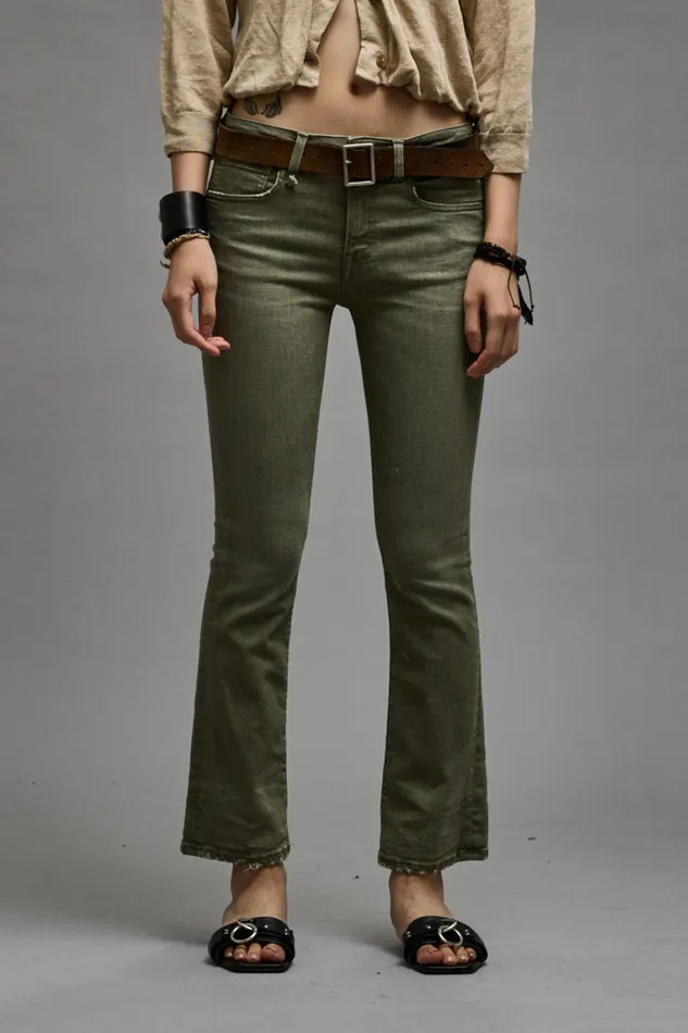 Women Skinny R13 Kick Fit 8211 Olive Green Stretch