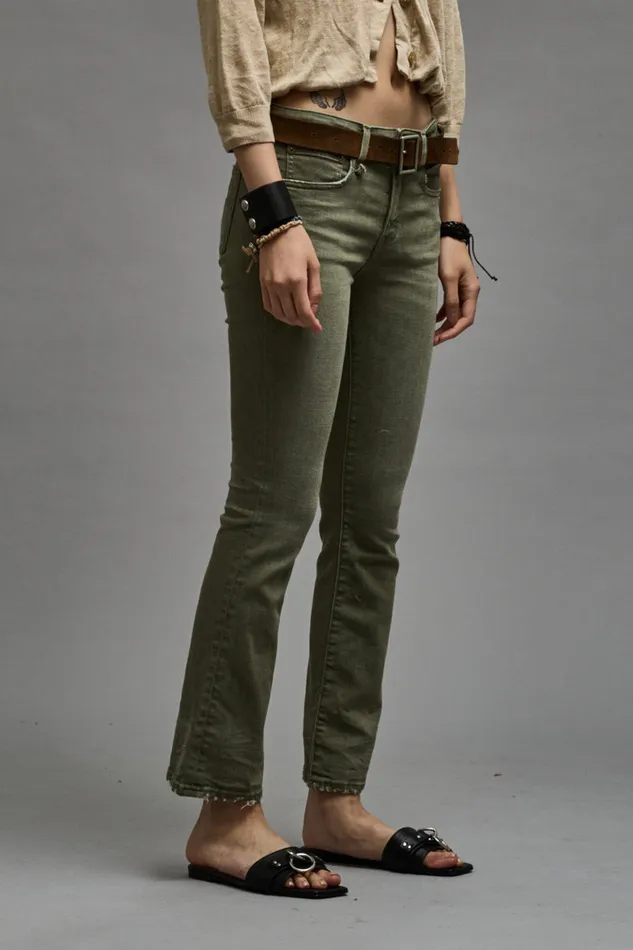 Women Skinny R13 Kick Fit 8211 Olive Green Stretch