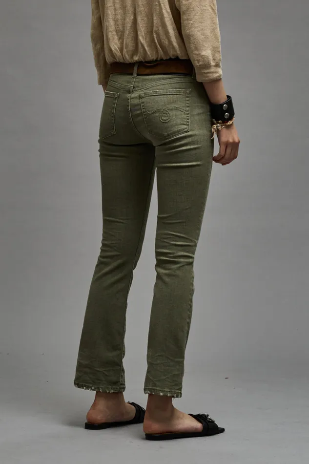 Women Skinny R13 Kick Fit 8211 Olive Green Stretch