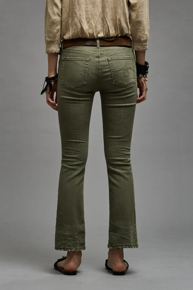 Women Skinny R13 Kick Fit 8211 Olive Green Stretch