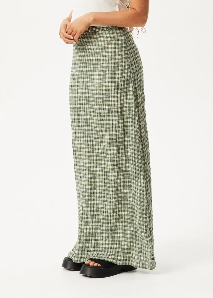 Women Skirts Afends AFENDS Womens Base 8211 Seersucker Check Skirt 8211 Deep Green Check