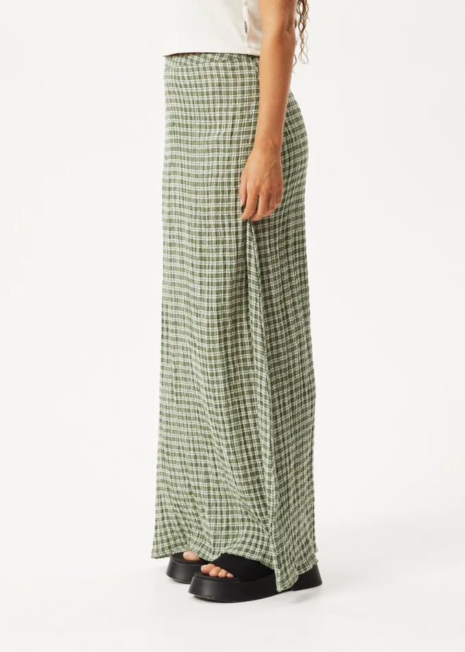Women Skirts Afends AFENDS Womens Base 8211 Seersucker Check Skirt 8211 Deep Green Check