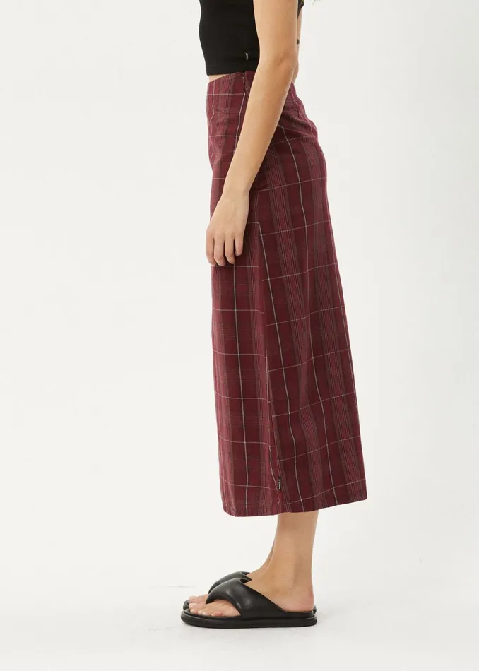 Women Skirts Afends AFENDS Womens Eboni 8211 Check Midi Skirt 8211 Port