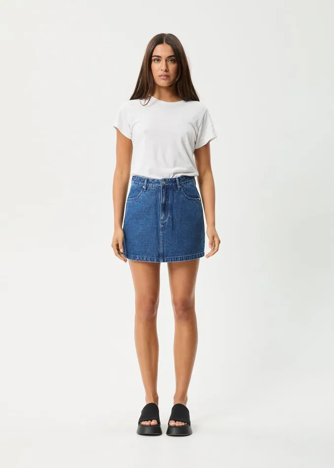 Women Skirts Afends AFENDS Womens Georgia 8211 Denim Skirt 8211 Authentic Blue