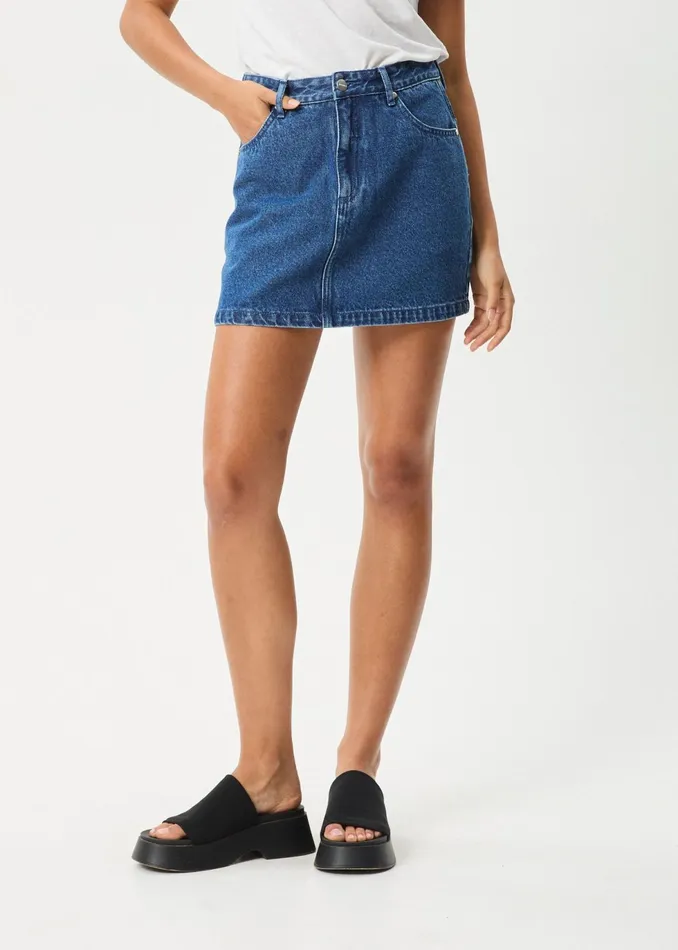 Women Skirts Afends AFENDS Womens Georgia 8211 Denim Skirt 8211 Authentic Blue