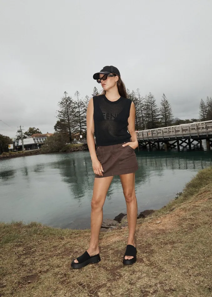 Women Skirts Afends AFENDS Womens Lexi 8211 Cargo Mini Skirt 8211 Coffee