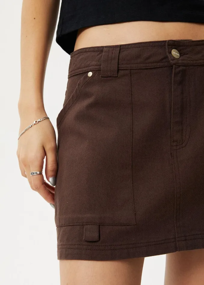 Women Skirts Afends AFENDS Womens Lexi 8211 Cargo Mini Skirt 8211 Coffee