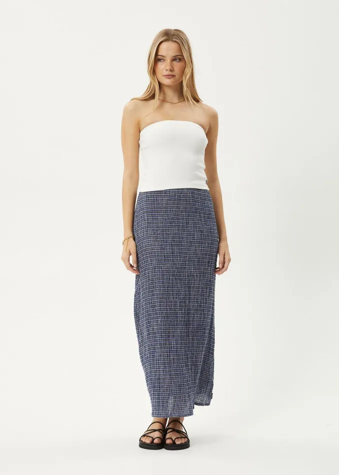 Women Skirts Afends AFENDS Womens Shipwreck 8211 Seersucker Check Skirt 8211 Marlin