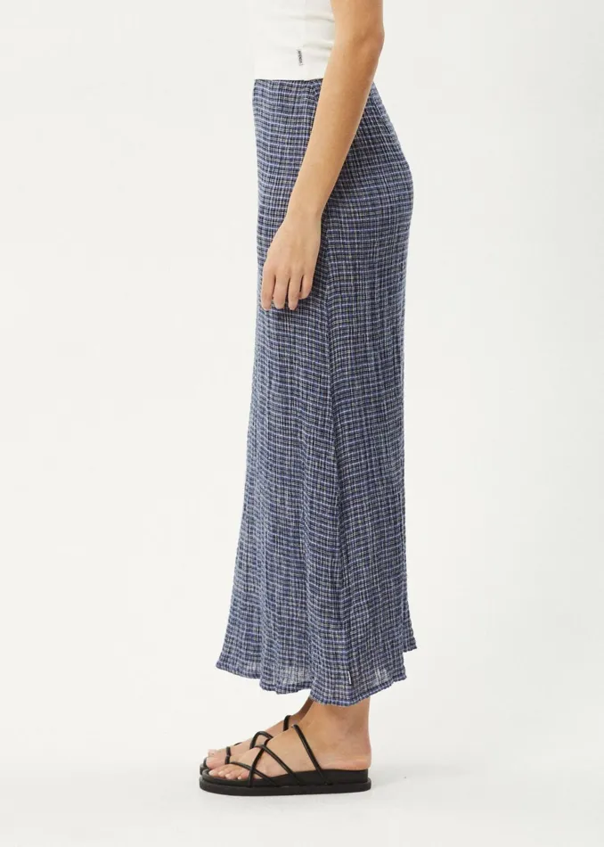 Women Skirts Afends AFENDS Womens Shipwreck 8211 Seersucker Check Skirt 8211 Marlin