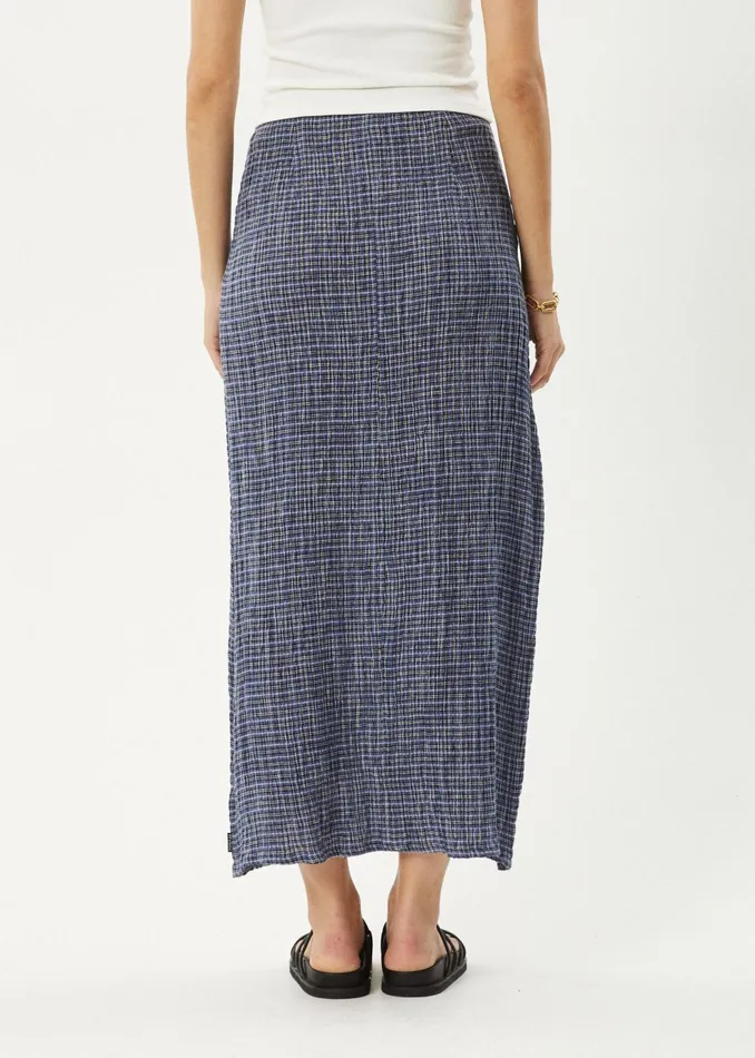 Women Skirts Afends AFENDS Womens Shipwreck 8211 Seersucker Check Skirt 8211 Marlin