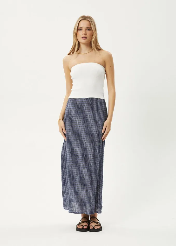 Women Skirts Afends AFENDS Womens Shipwreck 8211 Seersucker Check Skirt 8211 Marlin