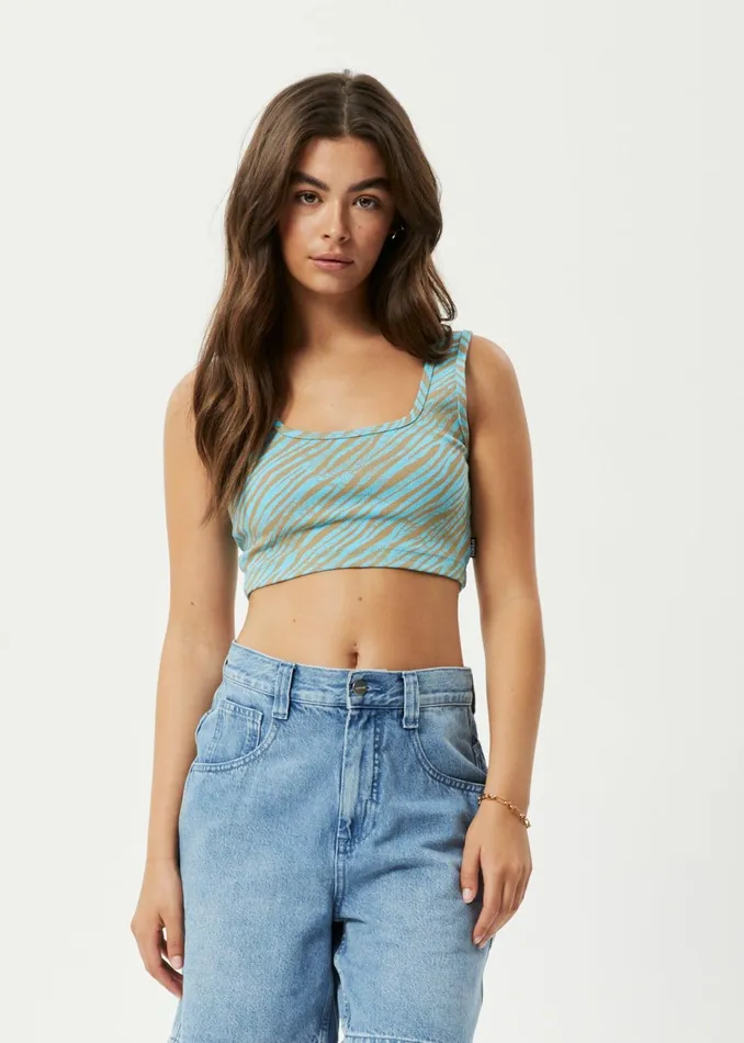 Women Sleeveless Afends AFENDS Womens Adi 8211 Ribbed Sleeveless Top 8211 Blue Stripe